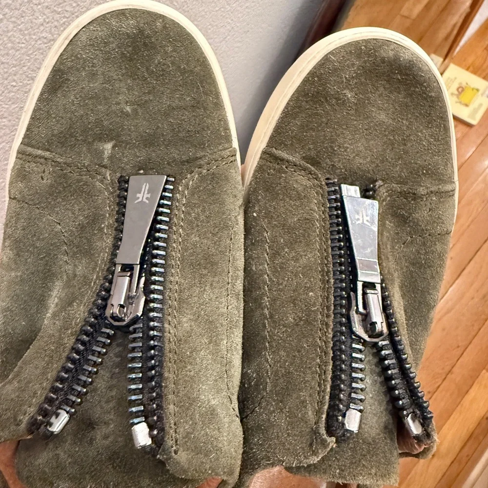 Frye Lena green suede top zip sneakers size 7M - Picture 3 of 4